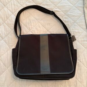 Coach Black Nylon Messenger Bag with Leather Trim